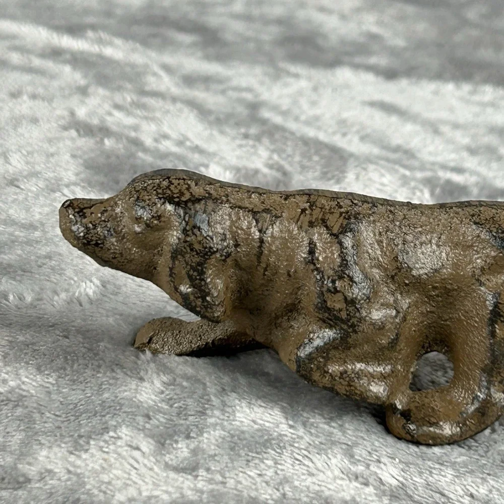 Vintage Cast Iron Pointer Dog Irish Setter? Small ~5-3/8 in Heavy Paperweight